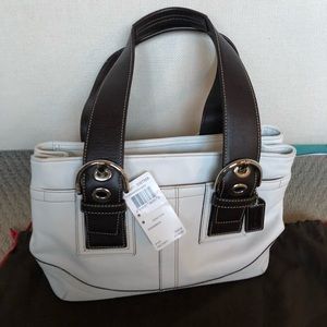 COACH Soho Tote - White Leather Carry-All Satchel